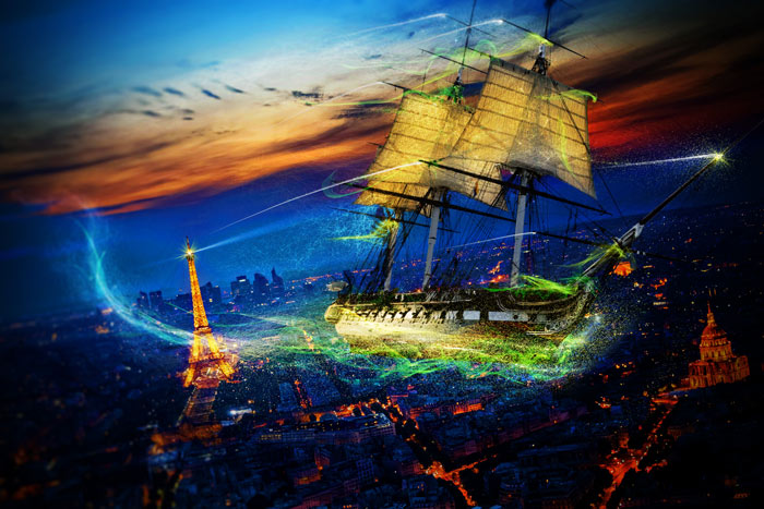 CREATE A MAGICAL FLYING SHIP WITH PHOTOSHOP AND THE PARTICLESHOP PLUGIN